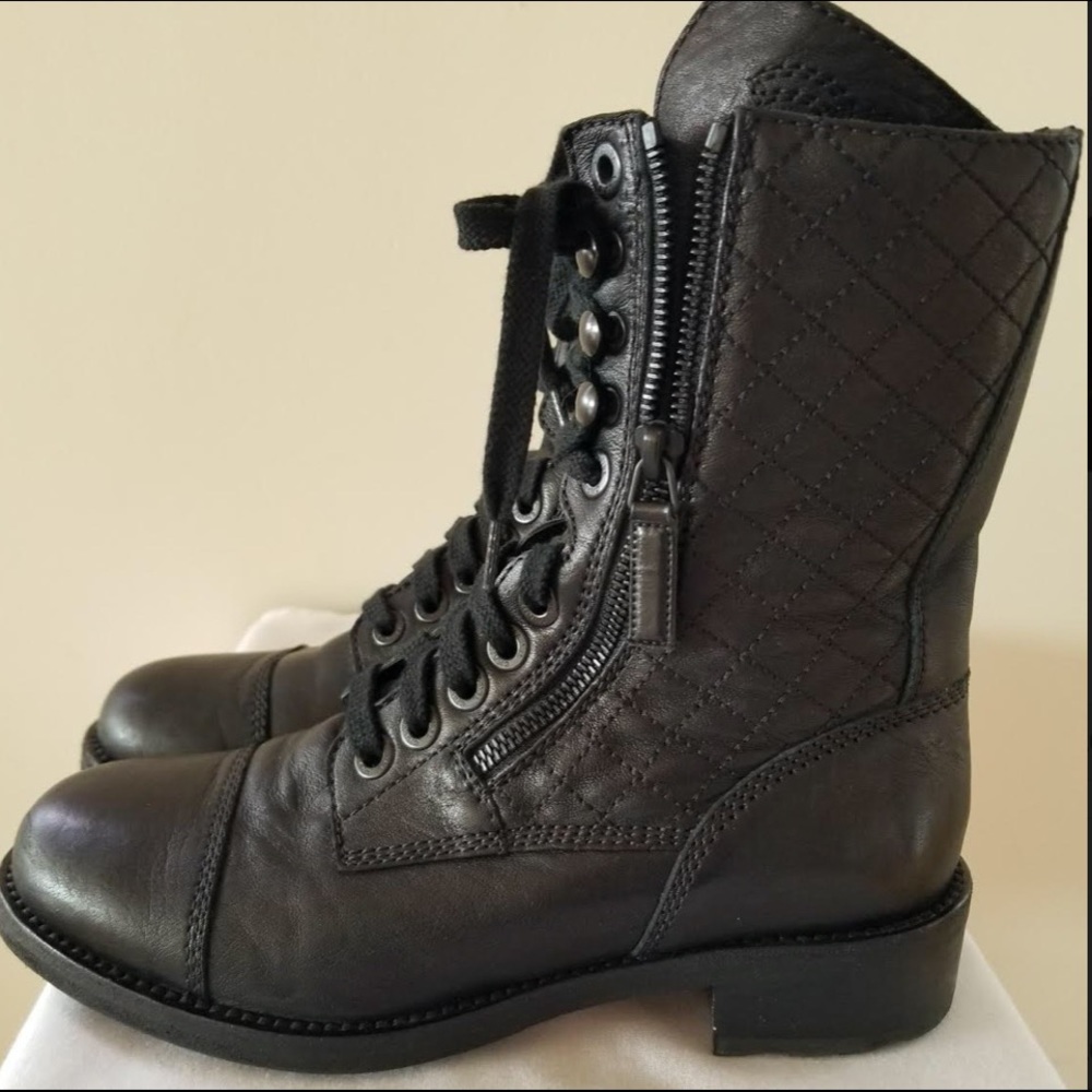 Chanel black combat boots